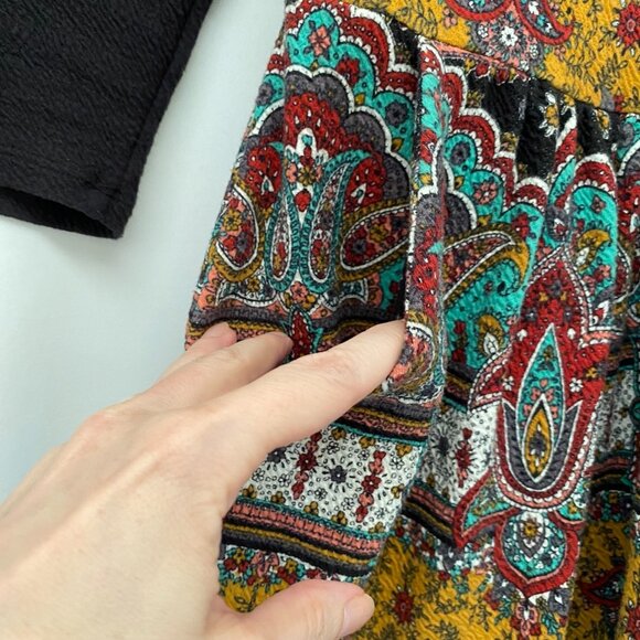 Anthropologie Maeve Womens Arborea Mini Dress Size 10 Boho Paisley Cute Preppy - Picture 5 of 10